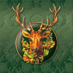 20 Servietten - 33 x 33 cm DEER GREEN,  Tiere - Reh / Hirsch,  Herbst,  lunchservietten
