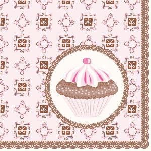 20 Servietten - 33 x 33 cm MUFFIN,  Essen - Kuchen / Keks,  Everyday,  lunchservietten
