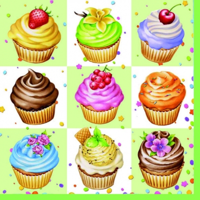 20 Servietten - 33 x 33 cm ,  Essen - Kuchen / Keks,  Everyday,  lunchservietten