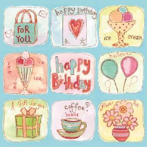 20 Servietten - 33 x 33 cm BIRTHDAY PARTY, Sonstiges - Schriften,  Essen- Eis,  Getränke Kaffee / Tee,  Ereignisse - Geburtstag,  Everyday,  lunchservietten