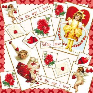 20 Servietten - 33 x 33 cm SWEET VALENTINE,  Menschen - Personen,  Ereignisse - Liebe,  Blumen - Rosen,  Winter,  lunchservietten,  Herzen
