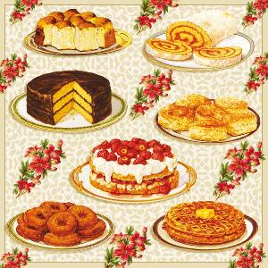 20 Servietten - 33 x 33 cm HOMEMADE CAKES,  Essen - Kuchen / Keks,  Ereignisse - Feier,  Everyday,  lunchservietten