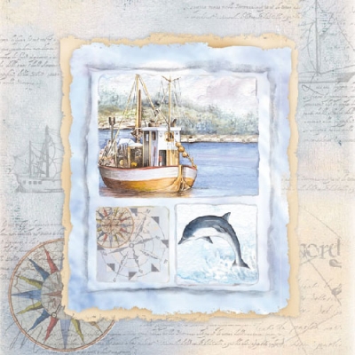 20 napkins - 33 x 33 cm MARITIME CARD,  Animals - fish,  Regions - Mediteran,  Summers,  lunchnapkins