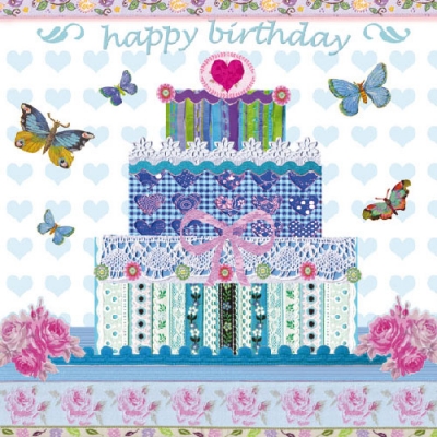 20 Servietten - 33 x 33 cm , Essen - Kuchen / Keks,  Blumen - Rosen,  Ereignisse - Geburtstag,  Tiere - Schmetterlinge,  Everyday,  lunchservietten,  Torte