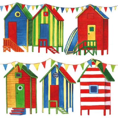 20 Servietten - 33 x 33 cm ,  Regionen - Strand / Meer -  Sonstige,  Sommer,  lunchservietten,  Badehaus