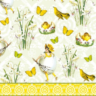 20 Servietten - 33 x 33 cm , Tiere - Schmetterlinge,  Ostern - Ostereier,  Ostern - Kücken,  Blumen -  Sonstige,  Ostern,  lunchservietten