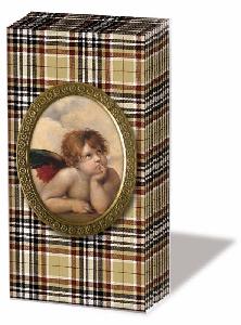 10 bedruckte Taschentücher ANGELO ON TARTAN CREAM,  Everyday,  bedruckte papiertaschentücher,  Engel