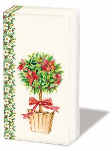 10 bedruckte Taschentücher POINTSETTA TREE,  Weihnachten,  Weihnachten,  bedruckte papiertaschentücher