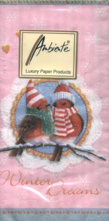 10 bedruckte Taschentücher WINTER DREAMS,  Tiere,  Weihnachten,  bedruckte papiertaschentücher