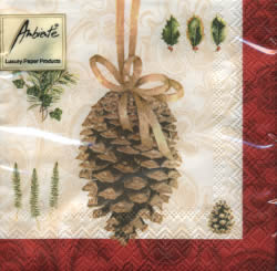 20 Servietten - 25 x 25 cm PINEAPLLE RED,  Früchte - Zapfen,  Weihnachten,  cocktail servietten