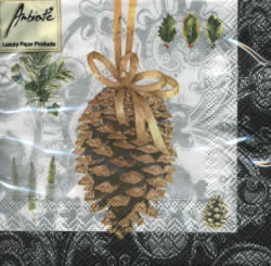 20 Servietten - 25 x 25 cm ,  Früchte - Zapfen,  Weihnachten,  cocktail servietten