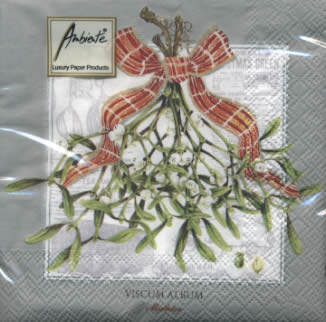 20 Servietten - 25 x 25 cm VISCUM ALBUM GREY,  Pflanzen -  Sonstige,  Weihnachten,  cocktail servietten,  Mistelzweig