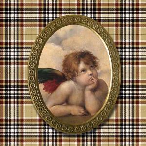 20 Servietten - 25 x 25 cm ANGELO ON TARTAN CREAM,  Weihnachten - Engel,  Weihnachten,  cocktail servietten