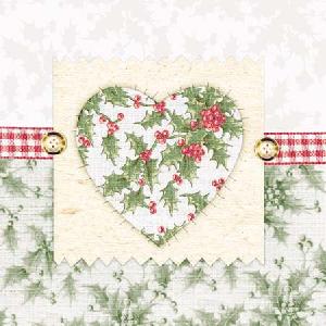 20 Servietten - 25 x 25 cm SEASON GREETINGS,  Pflanzen - Ilex,  Winter,  cocktail servietten,  Herzen