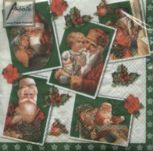 20 Servietten - 25 x 25 cm CLASSIC SANTA GREEN,  Weihnachten - Weihnachtsstern,  Weihnachten - Weihnachtsmann,  Weihnachten,  cocktail servietten