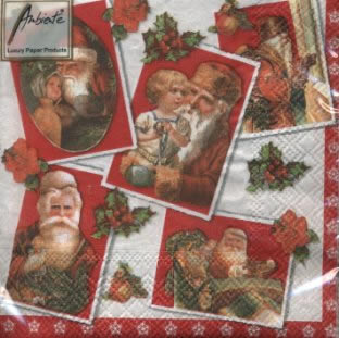20 Servietten - 25 x 25 cm CLASSIC SANTA RED,  Weihnachten - Weihnachtsstern,  Weihnachten - Weihnachtsmann,  Weihnachten,  cocktail servietten