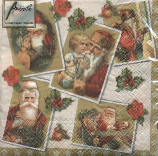 20 Servietten - 25 x 25 cm CLASSIC SANTA GOLD,  Weihnachten - Sterne,  Weihnachten - Weihnachtsmann,  Weihnachten,  cocktail servietten