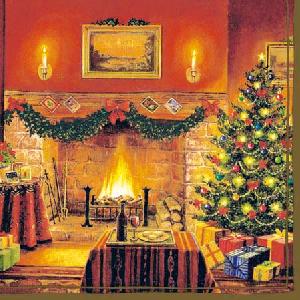 20 Servietten - 25 x 25 cm FIREPLACE,  Weihnachten - Geschenke,  Weihnachten - Weihnachtsbaum,  Weihnachten,  cocktail servietten,  Kamin,  Feuer