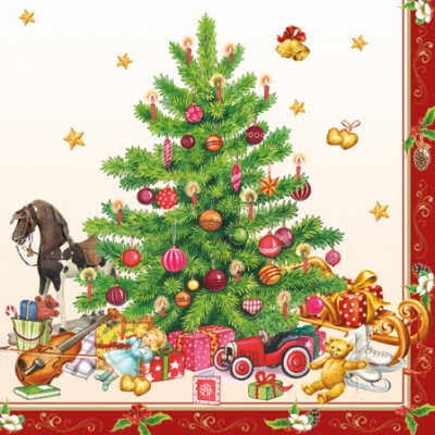 20 Servietten - 25 x 25 cm NOSTALGIC CHRISTMAS TREE,  Weihnachten - Geschenke,  Weihnachten - Weihnachtsbaum,  Weihnachten,  cocktail servietten