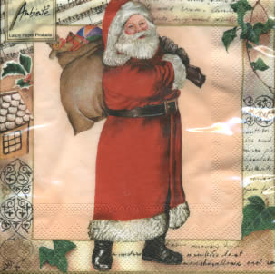 20 Servietten - 33 x 33 cm SANTA IS COMING CR,  Weihnachten - Weihnachtsmann,  Weihnachten,  lunchservietten