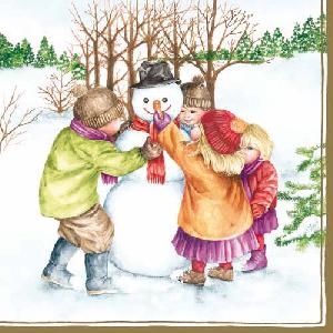 20 Servietten - 33 x 33 cm SNOWMAN,  Winter - Schnee,  Menschen - Kinder,  Weihnachten,  lunchservietten