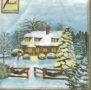 20 Servietten - 33 x 33 cm CHRISTMAS COTTAGE,  Weihnachten - Weihnachtsbaum,  Winter - Schneemänner,  Winter - Schnee,  Weihnachten,  lunchservietten