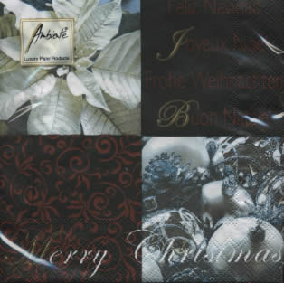 20 Servietten - 33 x 33 cm ,  Weihnachten - Baumschmuck,  Sonstiges - Schriften,  Weihnachten - Weihnachtsstern,  Weihnachten,  lunchservietten