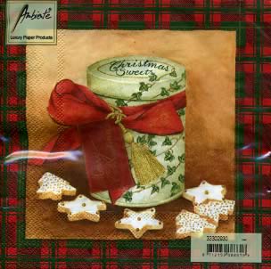 20 Servietten - 33 x 33 cm CHRISTMAS SWEETS,  Sonstiges - Muster,  Sonstiges - Schriften,  Essen - Kuchen / Keks,  Weihnachten,  lunchservietten
