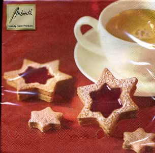 20 Servietten - 33 x 33 cm ,  Getränke Kaffee / Tee,  Essen - Kuchen / Keks,  Weihnachten,  lunchservietten