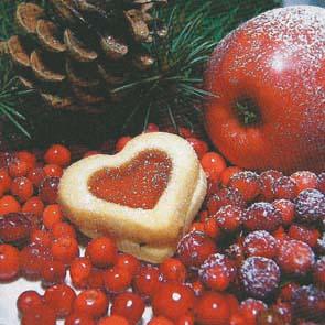 20 Servietten - 33 x 33 cm BERRIES,  Früchte - Äpfel,  Früchte - Zapfen,  Essen - Kuchen / Keks,  Winter,  lunchservietten