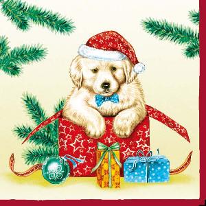 20 Servietten - 33 x 33 cm OSCAR,  Weihnachten - Geschenke,  Weihnachten - Baumschmuck,  Tiere - Hunde,  Weihnachten,  lunchservietten