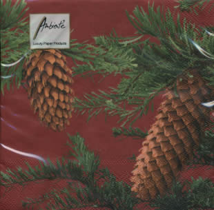 20 Servietten - 33 x 33 cm ,  Pflanzen -  Sonstige,  Früchte - Zapfen,  Weihnachten,  lunchservietten