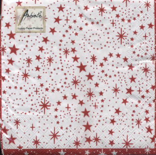 20 Servietten - 33 x 33 cm LUXURY STARS RED,  Weihnachten - Sterne,  Weihnachten,  lunchservietten