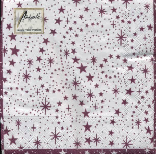 20 Servietten - 33 x 33 cm LUXURY STARS LILA,  Weihnachten - Sterne,  Weihnachten,  lunchservietten