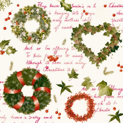 20 Servietten - 33 x 33 cm CHRISTMAS POETRY,  Sonstiges - Schriften,  Weihnachten,  lunchservietten,  Kränze