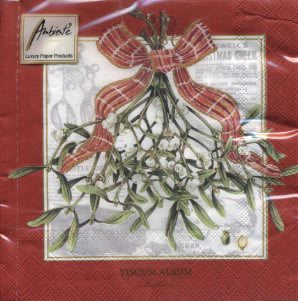 20 Servietten - 33 x 33 cm VISCUM ALBUM RED,  Pflanzen,  Winter,  lunchservietten,  Mistelzweig