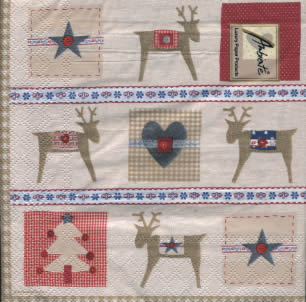 20 Servietten - 33 x 33 cm PATCHWORK,  Tiere - Rentiere,  Weihnachten - Sterne,  Weihnachten,  lunchservietten