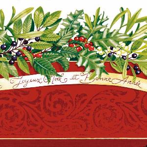 20 Servietten - 33 x 33 cm JOYEUX NOEL,  Sonstiges - Schriften,  Pflanzen - Ilex,  Weihnachten,  lunchservietten