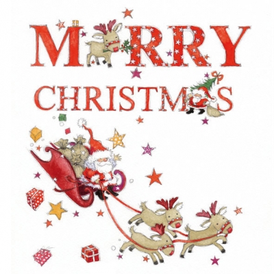 20 Servietten - 33 x 33 cm JOYFUL CHRISTMAS, Winter - Schlitten,  Weihnachten - Weihnachtsmann,  Tiere - Rentiere,  Sonstiges - Schriften,  Weihnachten,  lunchservietten