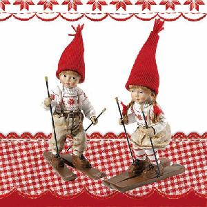 20 Servietten - 33 x 33 cm SKIING KIDS,  Menschen - Kinder,  Sport,  Weihnachten,  lunchservietten,  Skifahrer