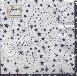 20 Servietten - 33 x 33 cm LUXURY STARS AUBERGINE,  Weihnachten - Sterne,  Weihnachten,  lunchservietten