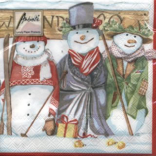 20 Servietten - 33 x 33 cm SNOWMEN,  Winter - Schneemänner,  Winter - Schnee,  Weihnachten,  lunchservietten