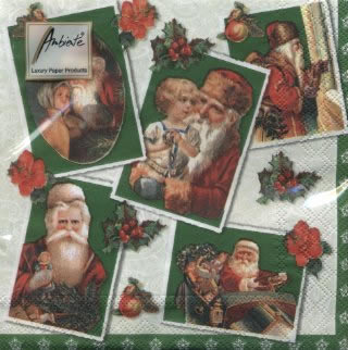 20 Servietten - 33 x 33 cm CLASSIC SANTA GREEN,  Weihnachten - Weihnachtsstern,  Weihnachten - Weihnachtsmann,  Weihnachten,  lunchservietten