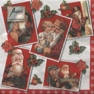 20 Servietten - 33 x 33 cm CLASSIC SANTA RED,  Weihnachten - Weihnachtsstern,  Weihnachten - Weihnachtsmann,  Weihnachten,  lunchservietten
