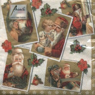 20 Servietten - 33 x 33 cm CLASSIC SANTA GOLD,  Weihnachten - Weihnachtsstern,  Weihnachten - Weihnachtsmann,  Weihnachten,  lunchservietten