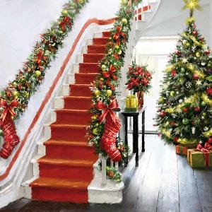 20 Servietten - 33 x 33 cm STAIRCASE,  Weihnachten - Weihnachtsbaum,  Weihnachten - Weihnachtsstern,  Weihnachten,  lunchservietten,  Girlanden