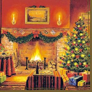 20 Servietten - 33 x 33 cm FIREPLACE,  Weihnachten - Geschenke,  Weihnachten - Weihnachtsbaum,  Weihnachten,  lunchservietten,  Kamin,  Feuer