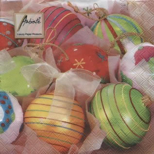 20 Servietten - 33 x 33 cm FANCY CHRISTMAS BALLS,  Weihnachten - Baumschmuck,  Weihnachten,  lunchservietten