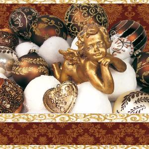20 Servietten - 33 x 33 cm SMILING ANGEL BRONZE,  Weihnachten - Engel,  Weihnachten - Baumschmuck,  Weihnachten,  lunchservietten