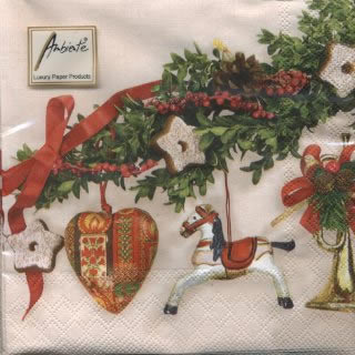 20 Servietten - 33 x 33 cm CHRISTMAS GUIRLANDE,  Weihnachten - Baumschmuck,  Weihnachten,  lunchservietten,  Girlanden